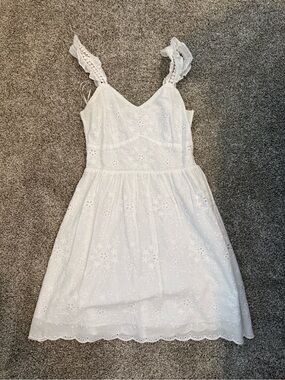 Altar'd State White Eyelet Mini Dress with Ruffled Straps